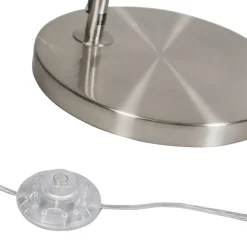 QAZQA Moderne Bogenlampe aus Stahl mit weißem Stoffschirm - Arc Basic