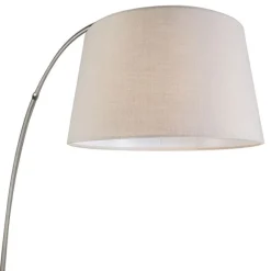 QAZQA Moderne Bogenlampe aus Stahl mit weißem Stoffschirm - Arc Basic