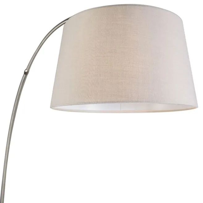 QAZQA Moderne Bogenlampe aus Stahl mit weißem Stoffschirm - Arc Basic