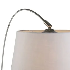 QAZQA Moderne Bogenlampe aus Stahl mit weißem Stoffschirm - Arc Basic