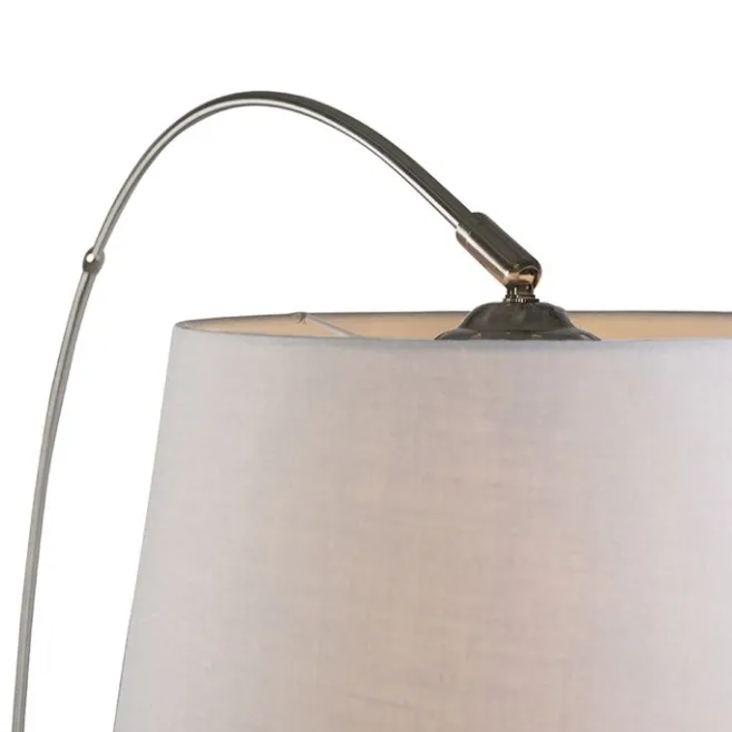 QAZQA Moderne Bogenlampe aus Stahl mit weißem Stoffschirm - Arc Basic