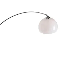 QAZQA Moderne Bogenlampe Chrom mit weißem Schirm - Arc Basic
