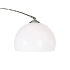 QAZQA Moderne Bogenlampe Chrom mit weißem Schirm - Arc Basic