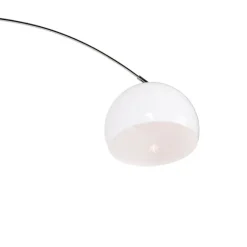 QAZQA Moderne Bogenlampe Chrom mit weißem Schirm - Arc Basic