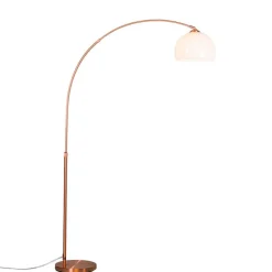 QAZQA Moderne Bogenlampe Kupfer mit weißem Schirm - Arc Basic
