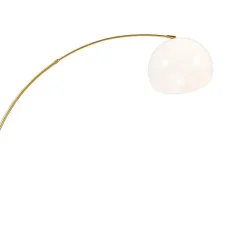 QAZQA Moderne Bogenlampe Messing mit weißem Schirm - Arc Basic