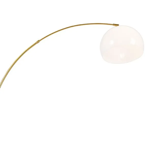 QAZQA Moderne Bogenlampe Messing mit weißem Schirm - Arc Basic