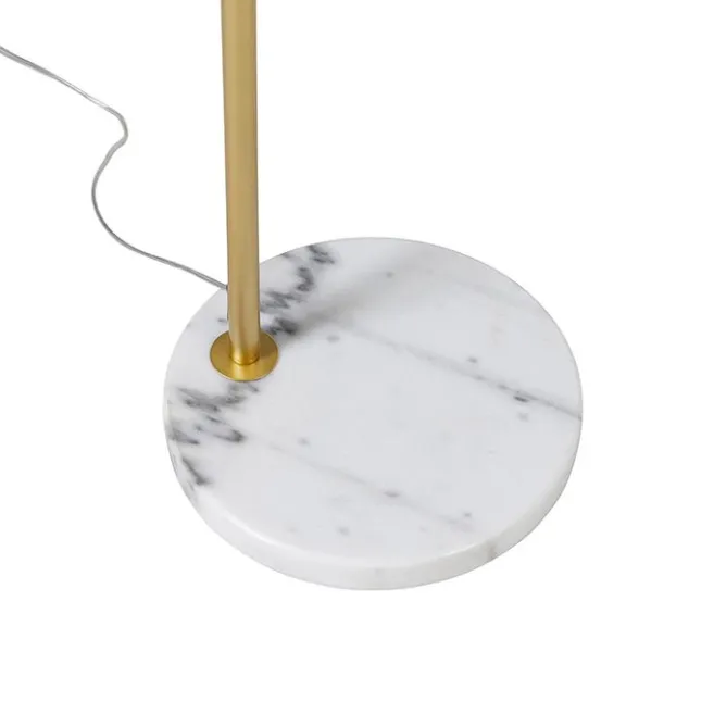 QAZQA Moderne Bogenlampe Messing mit weißem Schirm - Arc Basic