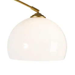QAZQA Moderne Bogenlampe Messing mit weißem Schirm - Arc Basic