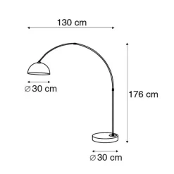 QAZQA Moderne Bogenlampe Messing mit weißem Schirm - Arc Basic