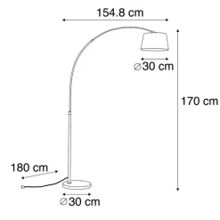 QAZQA Moderne Bogenlampe schwarz mit schwarzem Stoffschirm - Arc Basic