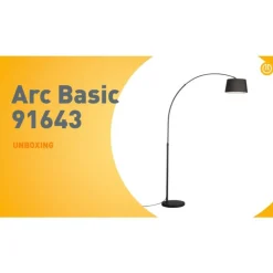 QAZQA Moderne Bogenlampe schwarz mit schwarzem Stoffschirm - Arc Basic