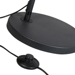 QAZQA Moderne Bogenlampe schwarz mit schwarzem Stoffschirm - Arc Basic