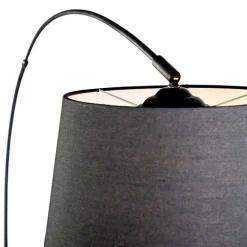 QAZQA Moderne Bogenlampe schwarz mit schwarzem Stoffschirm - Arc Basic