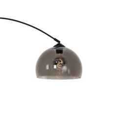 QAZQA Moderne Bogenlampe schwarz mit Rauchglas - Arc