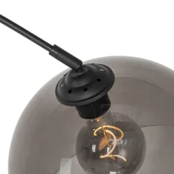 QAZQA Moderne Bogenlampe schwarz mit Rauchglas - Arc