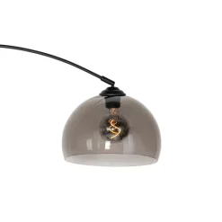 QAZQA Moderne Bogenlampe schwarz mit Rauchglas - Arc