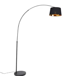 QAZQA Moderne Bogenlampe schwarz mit gold - Arc Basic