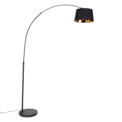 QAZQA Moderne Bogenlampe schwarz mit gold - Arc Basic