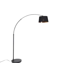 QAZQA Moderne Bogenlampe schwarz mit gold - Arc Basic