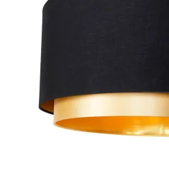 QAZQA Moderne Bogenlampe schwarz mit Duo-Schirm schwarz mit gold - XXL