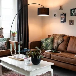 QAZQA Moderne Bogenlampe Schwarz mit Schirm - Vinossa