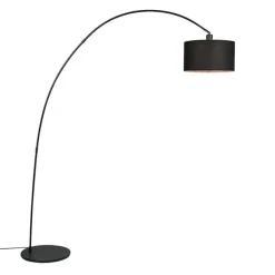 QAZQA Moderne Bogenlampe Schwarz mit Schirm - Vinossa