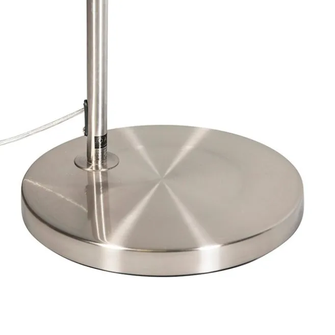 QAZQA Moderne Bogenlampe Stahl mit grauem Stoffschirm - Arc Basic