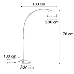 QAZQA Moderne Bogenlampe Stahl mit grauem Stoffschirm - Arc Basic