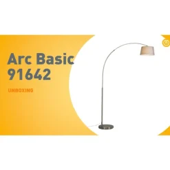 QAZQA Moderne Bogenlampe Stahl mit grauem Stoffschirm - Arc Basic
