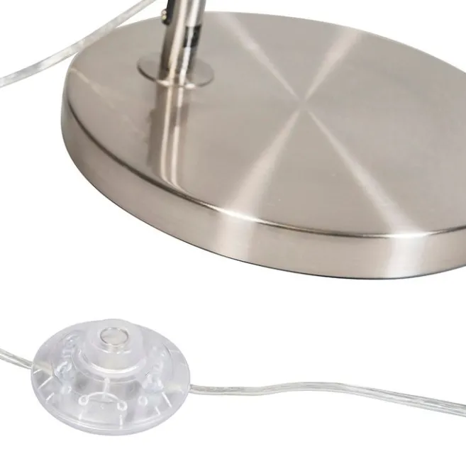 QAZQA Moderne Bogenlampe Stahl mit grauem Stoffschirm - Arc Basic