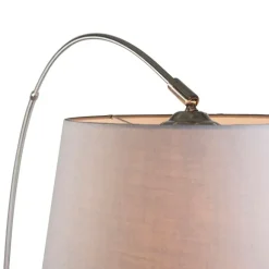 QAZQA Moderne Bogenlampe Stahl mit grauem Stoffschirm - Arc Basic