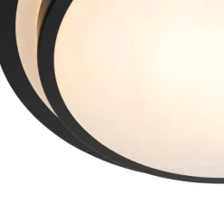 QAZQA Moderne Deckenleuchte schwarz mit weiß 35 cm IP44 - Walden