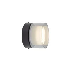 QAZQA Moderne Deckenleuchte schwarz mit Rauchglas - Puck