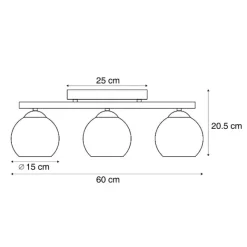 QAZQA Moderne Deckenleuchte schwarz mit Holz und Rauchglas 3-flammig - Aleks