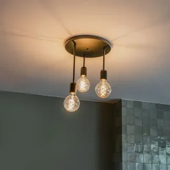 QAZQA Moderne Deckenleuchte schwarz 3-flammig - Facil