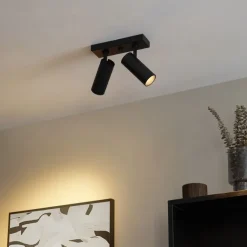 QAZQA Professional Moderne Deckenleuchte Schwarz inkl. LED Dimmbar 2-flammig - Tate