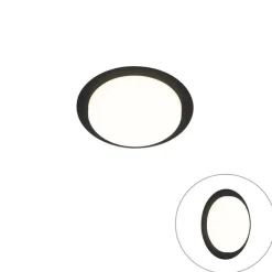 QAZQA Moderne Deckenleuchte schwarz rund inkl. LED IP44 - Lys