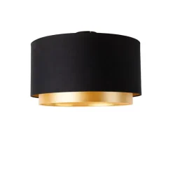 QAZQA Moderne Deckenleuchte schwarz mit goldenem 47 cm Duo-Schirm - Combi