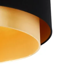 QAZQA Moderne Deckenleuchte schwarz mit goldenem 47 cm Duo-Schirm - Combi