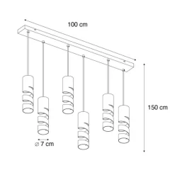 Trio Leuchten Moderne hanglamp zwart 6-lichts - Stream