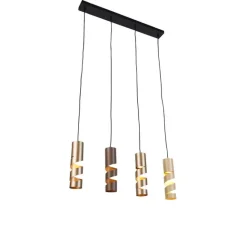 Trio Leuchten Moderne hanglamp zwart met taupe en beige 4-lichts - Stream