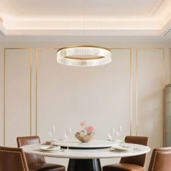 QAZQA Moderne Hängelampe Messing 59cm inkl. LED 3-Stufen-Dimmbar - Anello Chandelier