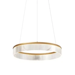 QAZQA Moderne Hängelampe Messing 59cm inkl. LED 3-Stufen-Dimmbar - Anello Chandelier