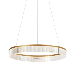 QAZQA Moderne Hängelampe Messing 78cm inkl. LED 3-Stufen-Dimmbar - Anello Chandelier