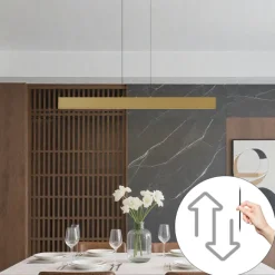 QAZQA Moderne Hängelampe Messing inkl. LED 3-Stufen-Dimmbar Easylift - Straight