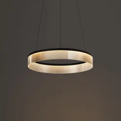 QAZQA Moderne Hängelampe schwarz 59cm inkl. LED 3-Stufen-Dimmbar - Anello Chandelier