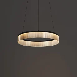 QAZQA Moderne Hängelampe schwarz 59cm inkl. LED 3-Stufen-Dimmbar - Anello Chandelier