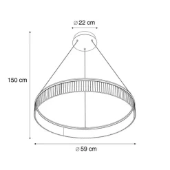 QAZQA Moderne Hängelampe schwarz 59cm inkl. LED 3-Stufen-Dimmbar - Anello Chandelier