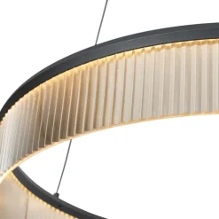 QAZQA Moderne Hängelampe schwarz 59cm inkl. LED 3-Stufen-Dimmbar - Anello Chandelier